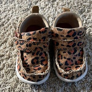 Toddler Leopard Print Velcro Shoes - Tan & Black